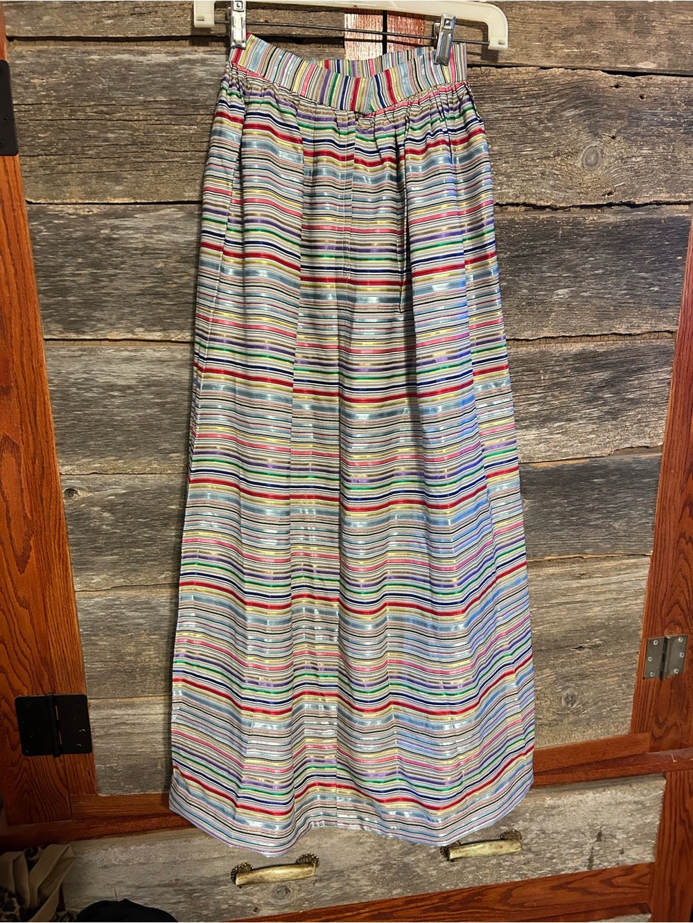 Homemade 1950s Multi-Color Striped Maxi Skirt Size 2 Re-Hemmed New Zipper Handle - Picture 7 of 9